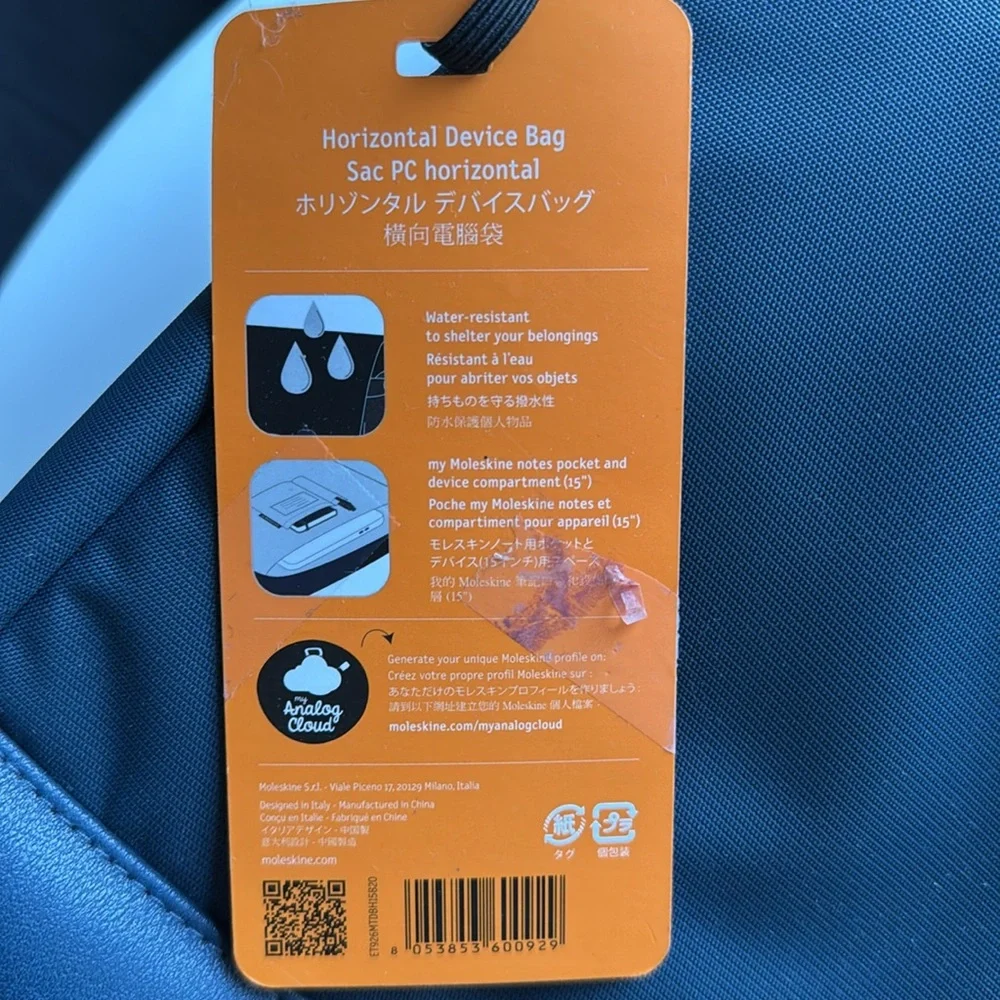 Moleskine Navy Messenger Bag for 17” laptop